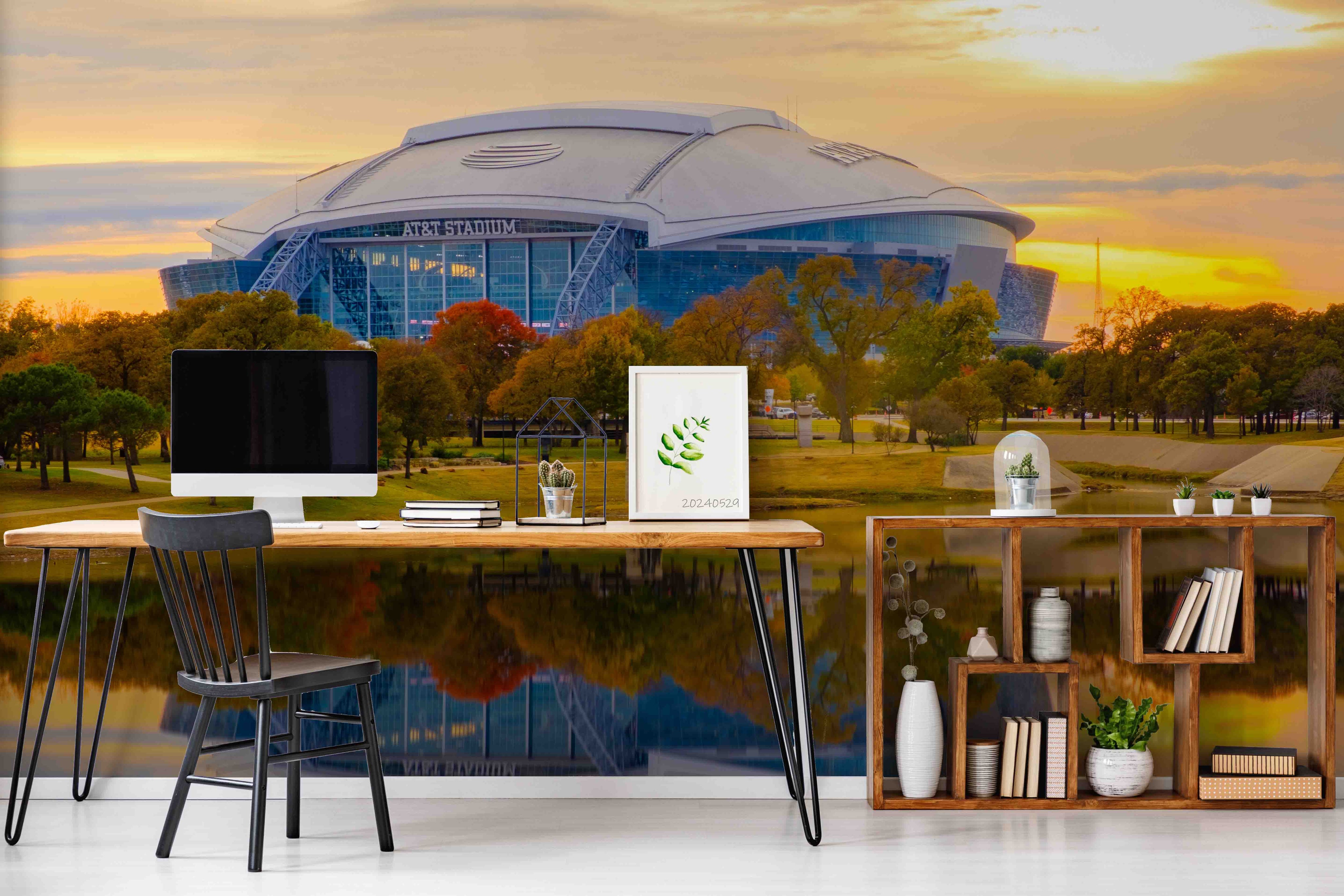 3D Architecture Stadium Tree Ocean Street Wall Mural Wallpaper YXL 222