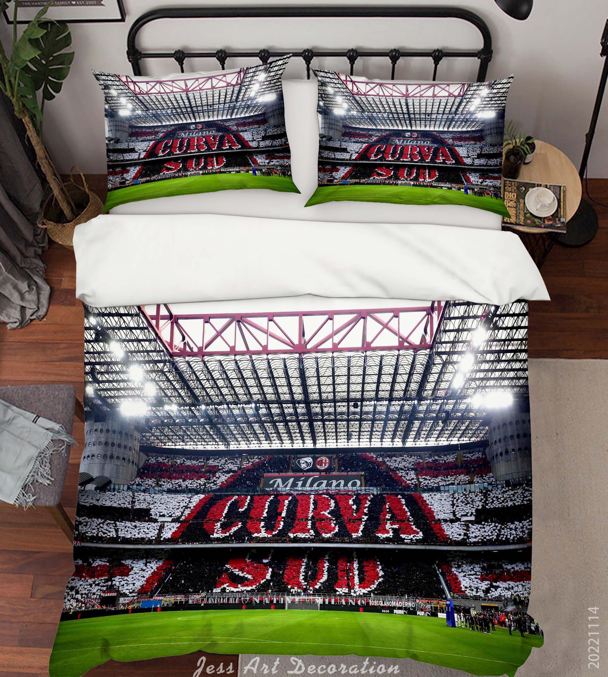 3D AC Associazione Calcio Milan Lamplight Spectator Seats Quilt Cover Set Bedding Set Duvet Cover Pillowcase 858