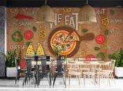3D Restaurant Snack Bar Diner Fast Food Pizza Wall Mural Wallpaper 17