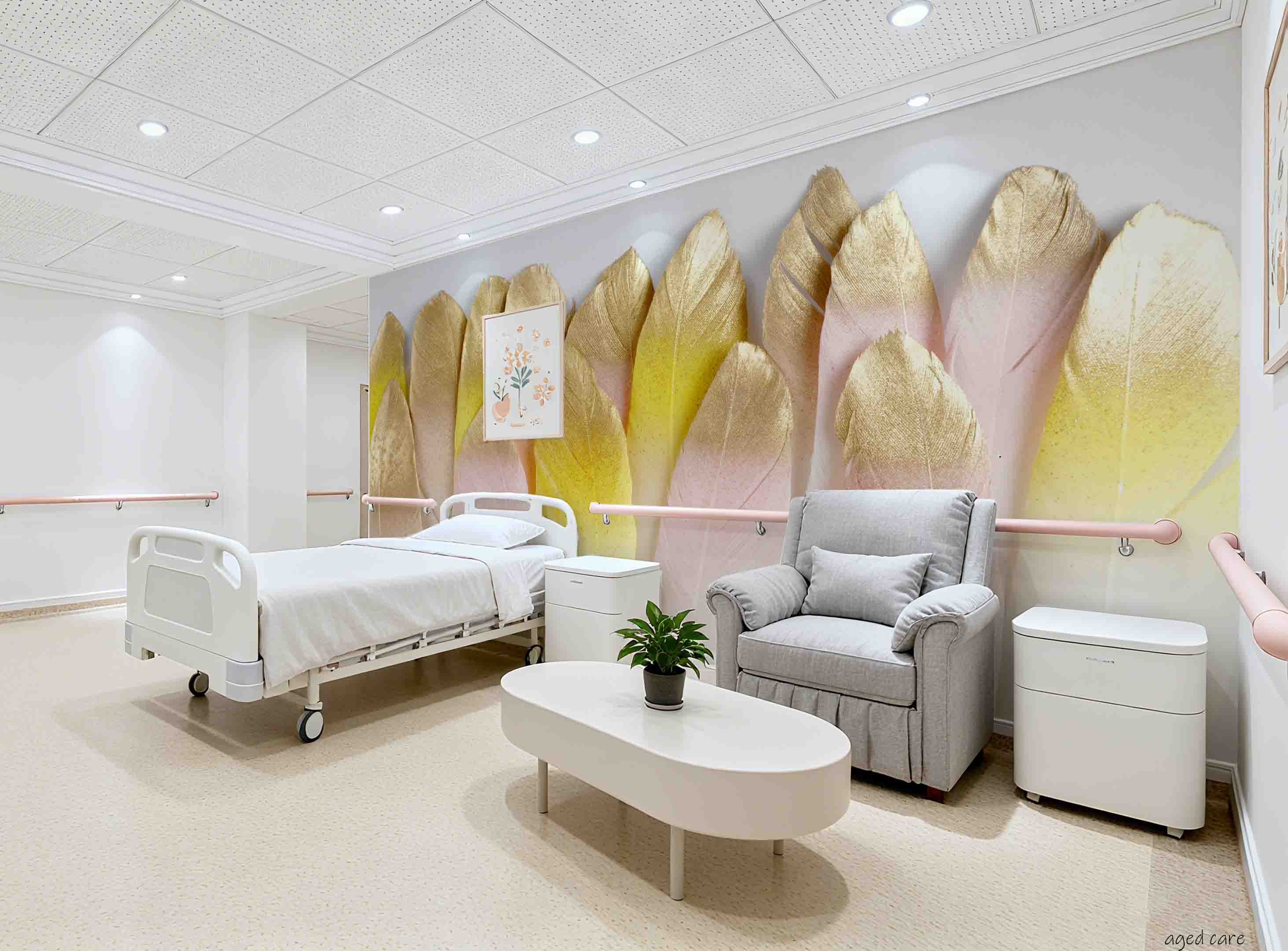 3D Aged Care Retirement Home Gerocomium Rest Home Feather Wall Mural Wallpaper 38