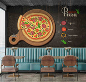 3D Restaurant Snack Bar Diner Fast Food Pizza Wall Mural Wallpaper 60