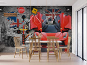 3D Red Ferrari Traffic Sign Wall Mural Wallpaper GD 3787- Jess Art Decoration