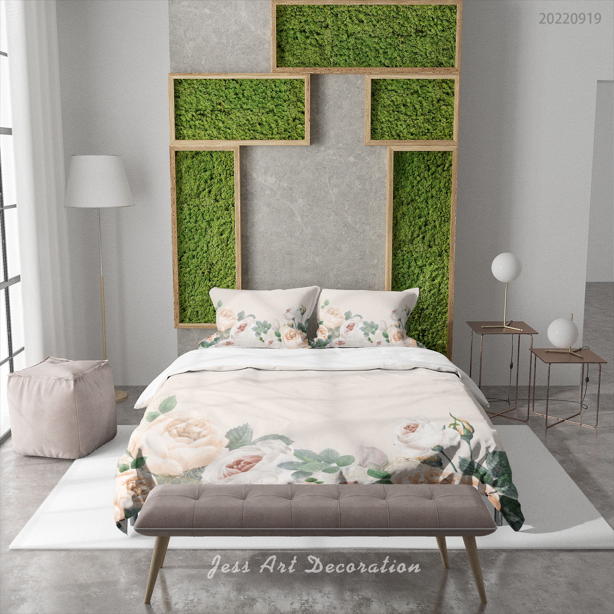 3D Floral Rose Leaf White Quilt Cover Set Bedding Set Duvet Cover Pillowcase 161