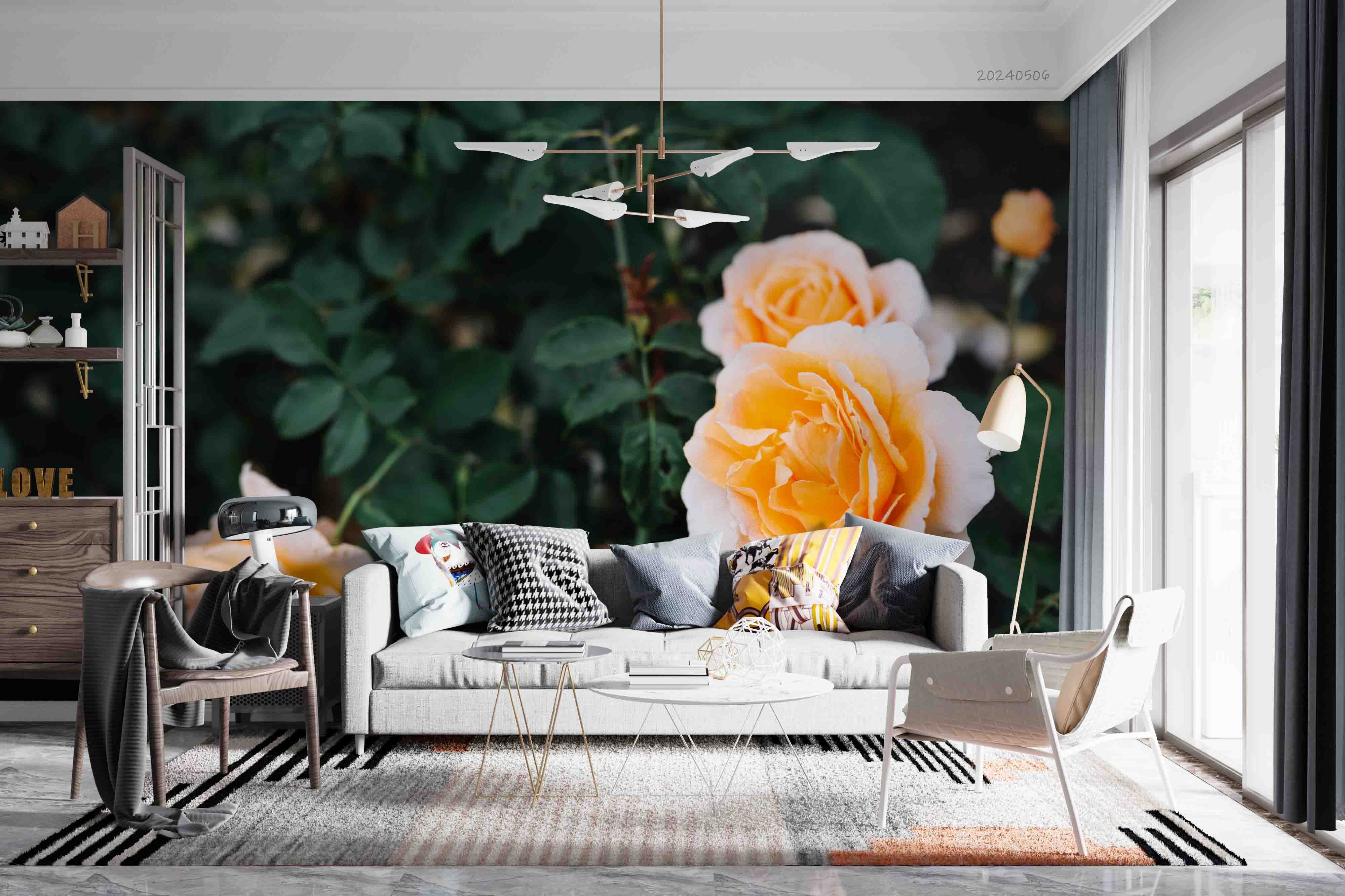 3D Yellow Rose Floral Leaf Wallpaper Wall Mural Wall Decor Wall Art Wall Sticker Remoable Wallpaper
