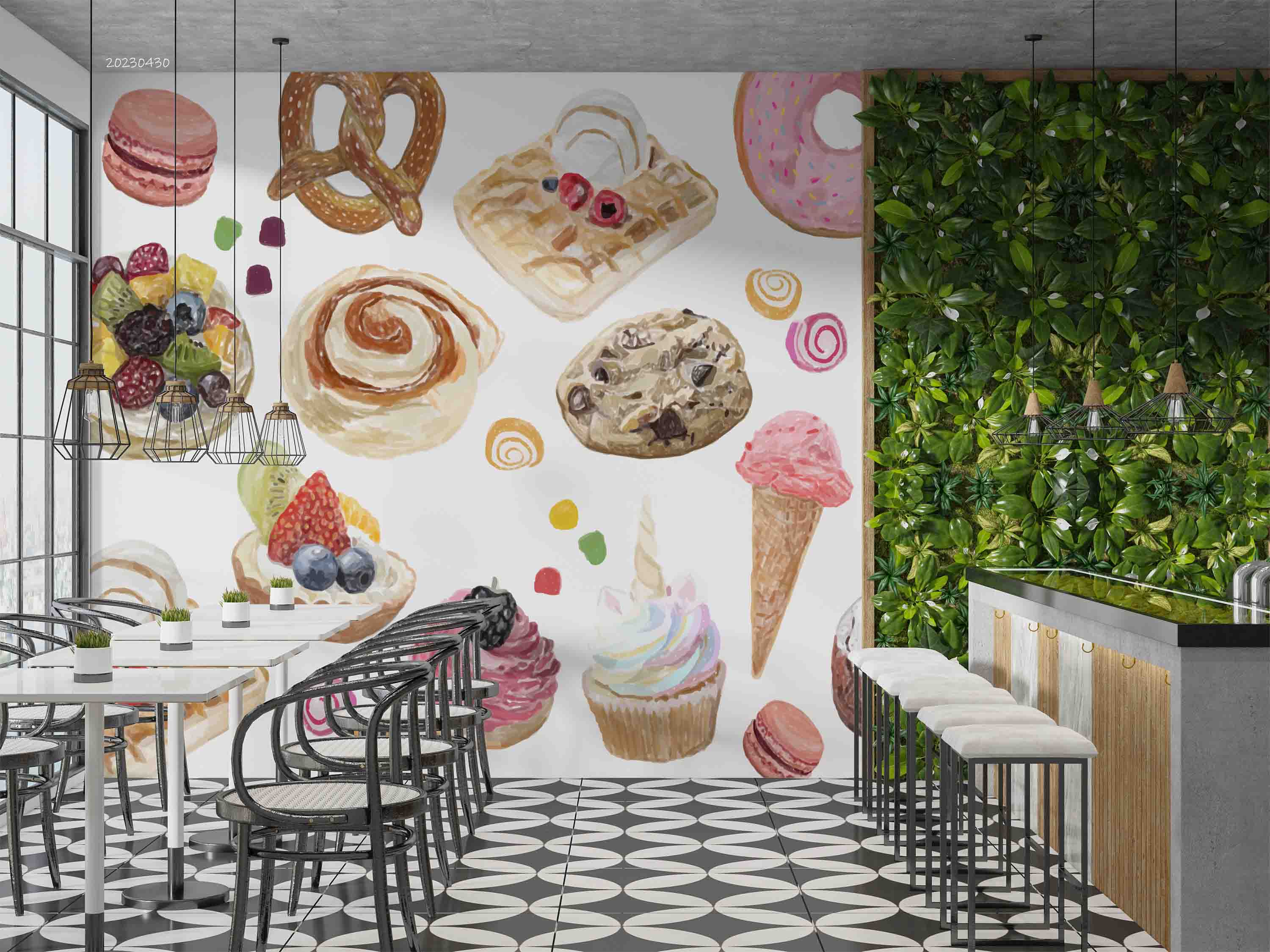 3D Hand Drawn Candy Watercolor Style Wall Mural Wallpaper GD 5252- Jess Art Decoration