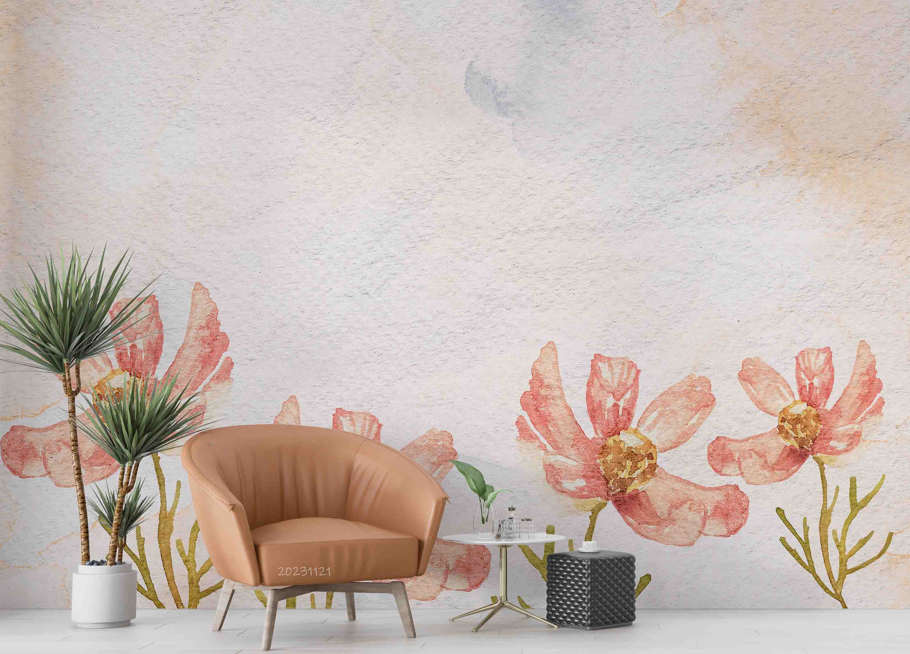 3D Floral Leaf Phalaenopsis Wall Mural Wallpaper YXL 3187