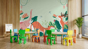3D Childcare Nursery School Cartoon Animals Kids Wall Mural Wallpaper JN 15