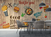 Fast Food Background Food Wallpaper food shop street art wall mural for cafe or restaurant - view 3