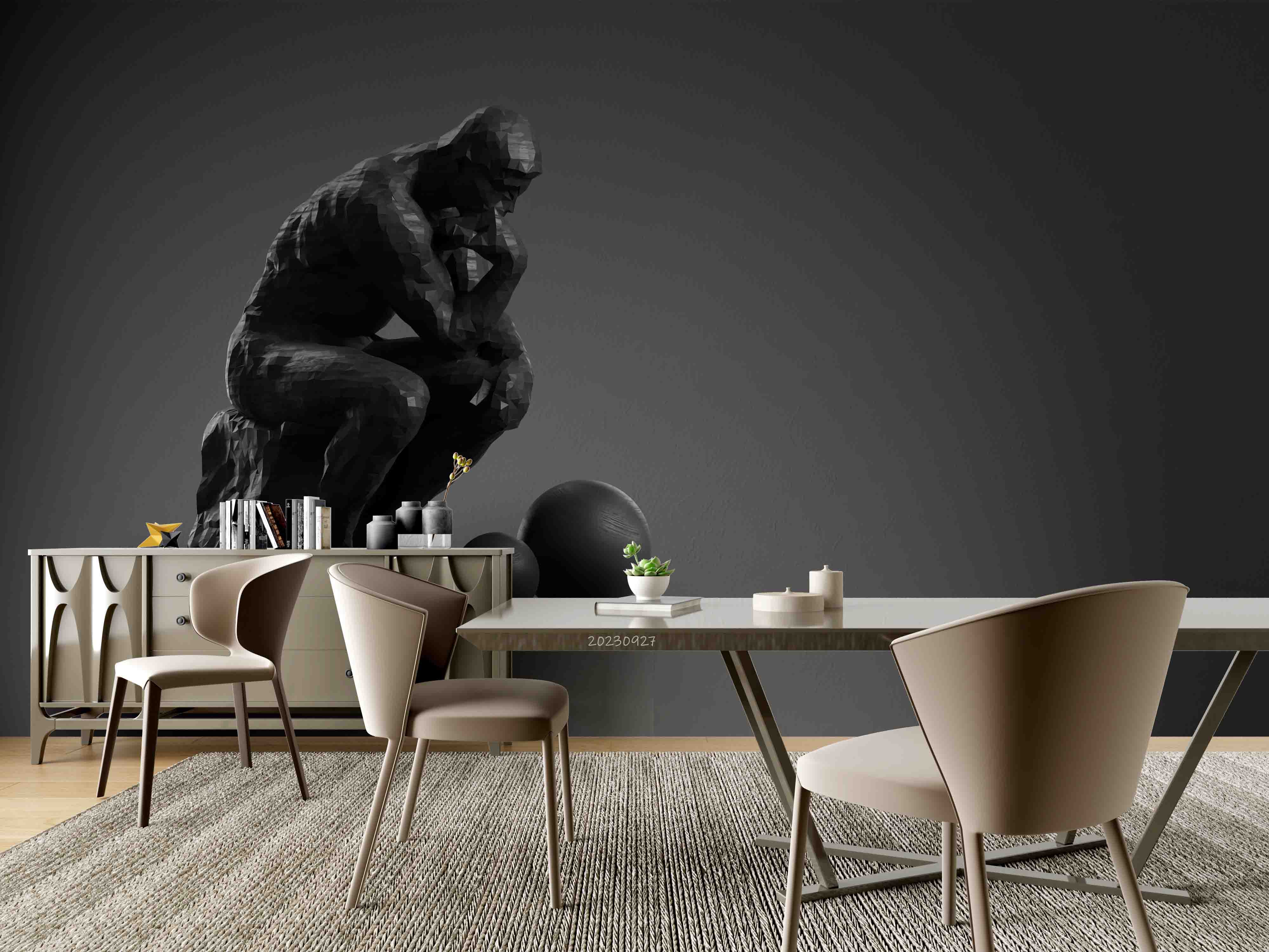3D Sculpture Meditator Ball Round Wall Mural Wallpaper YXL 2429