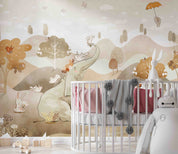 3D Tree Elephant Rabbit Fox Mountain Cloud Wall Mural Wallpaper YXL 380