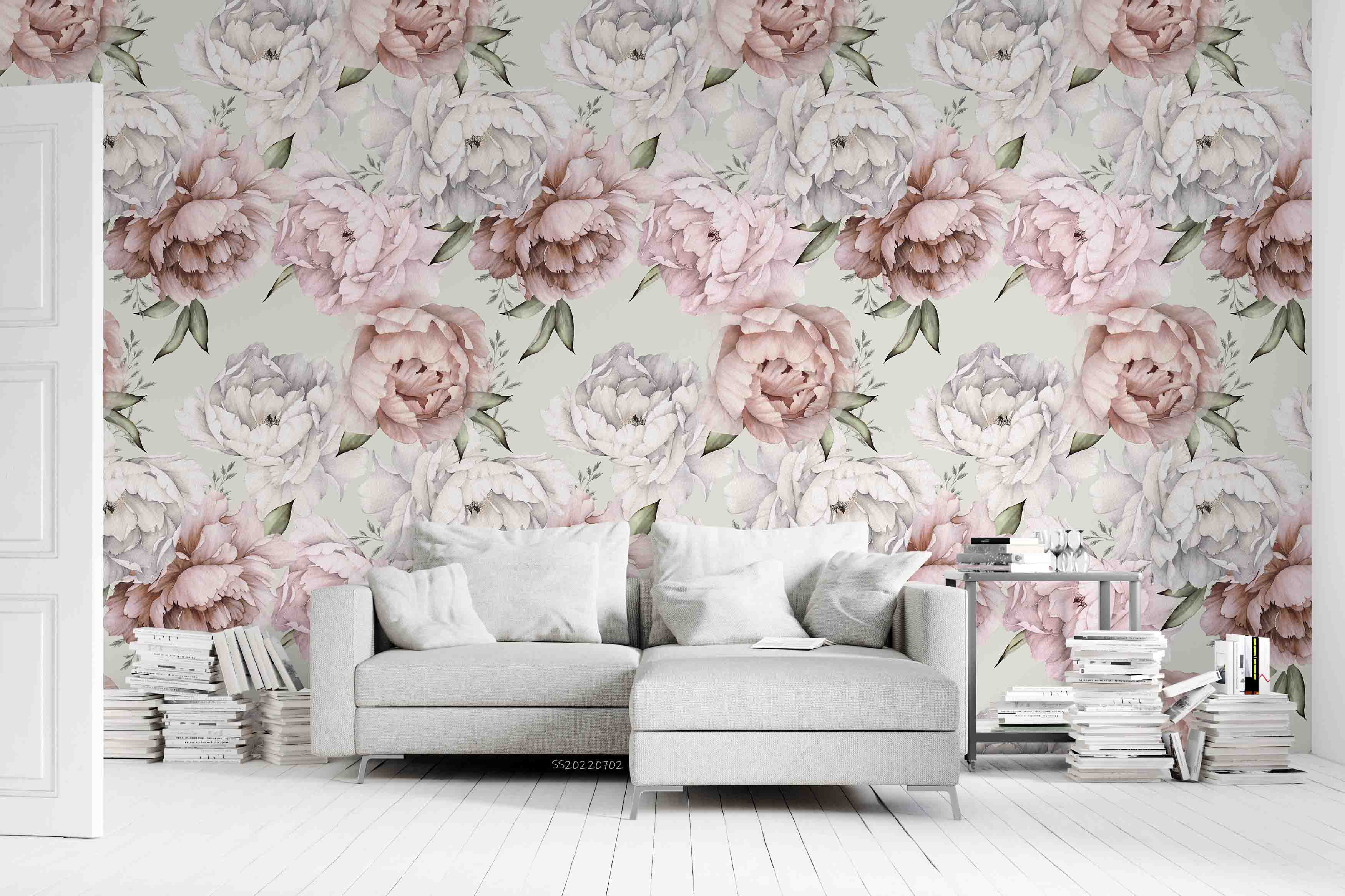 3D Vintage Peony Floral Background Wall Mural Wallpaper GD 5096- Jess Art Decoration