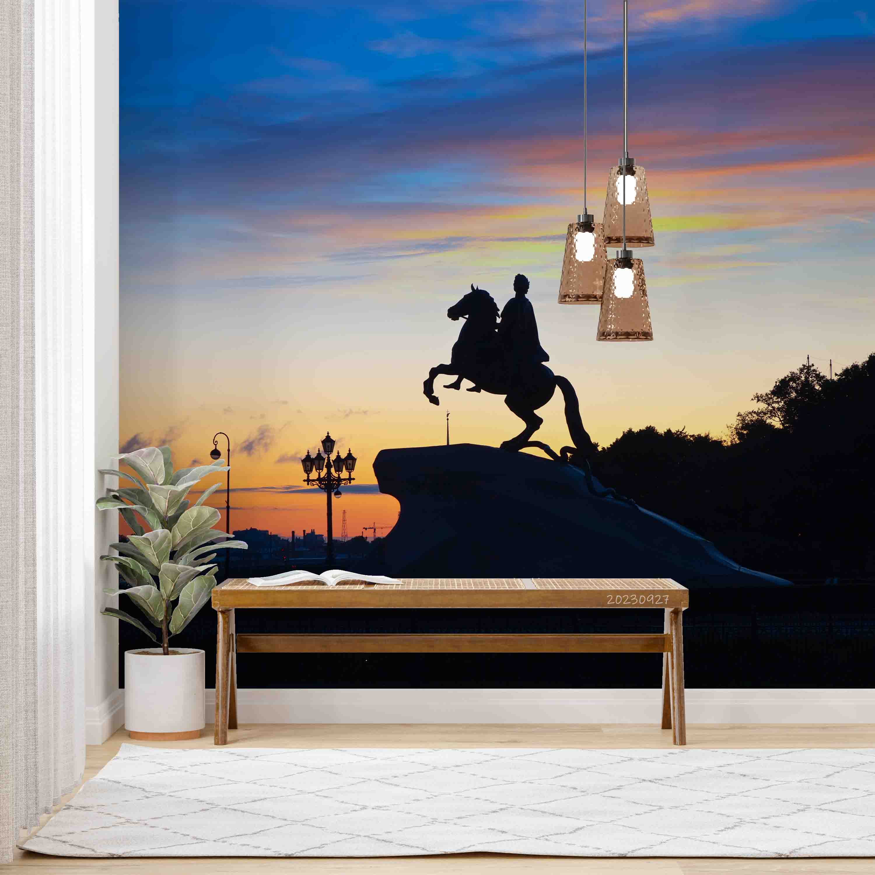 3D Urban Architecture Horse Person Sea Wall Mural Wallpaper YXL 2454