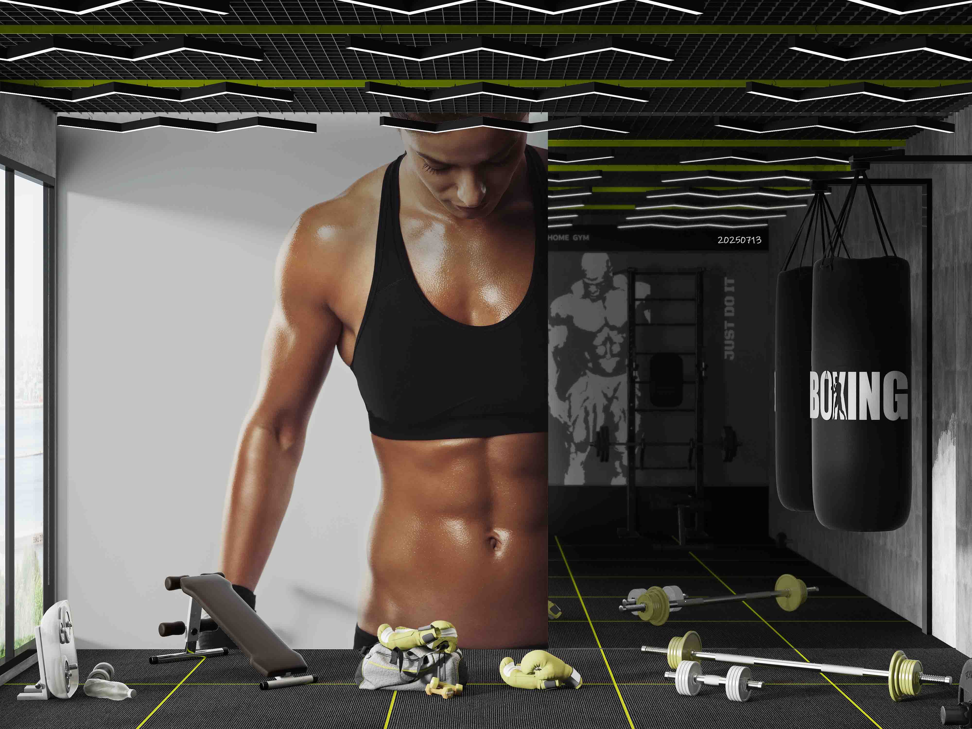 3D Gym Fitness Gymnasium Wall Mural Wallpaper 73