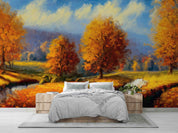 3D Watercolor Fall Forest Tree Scenery Wallpaper Wall Mural Wall Decor Wall Art Wall Sticker Remoable Wallpaper LQH 13