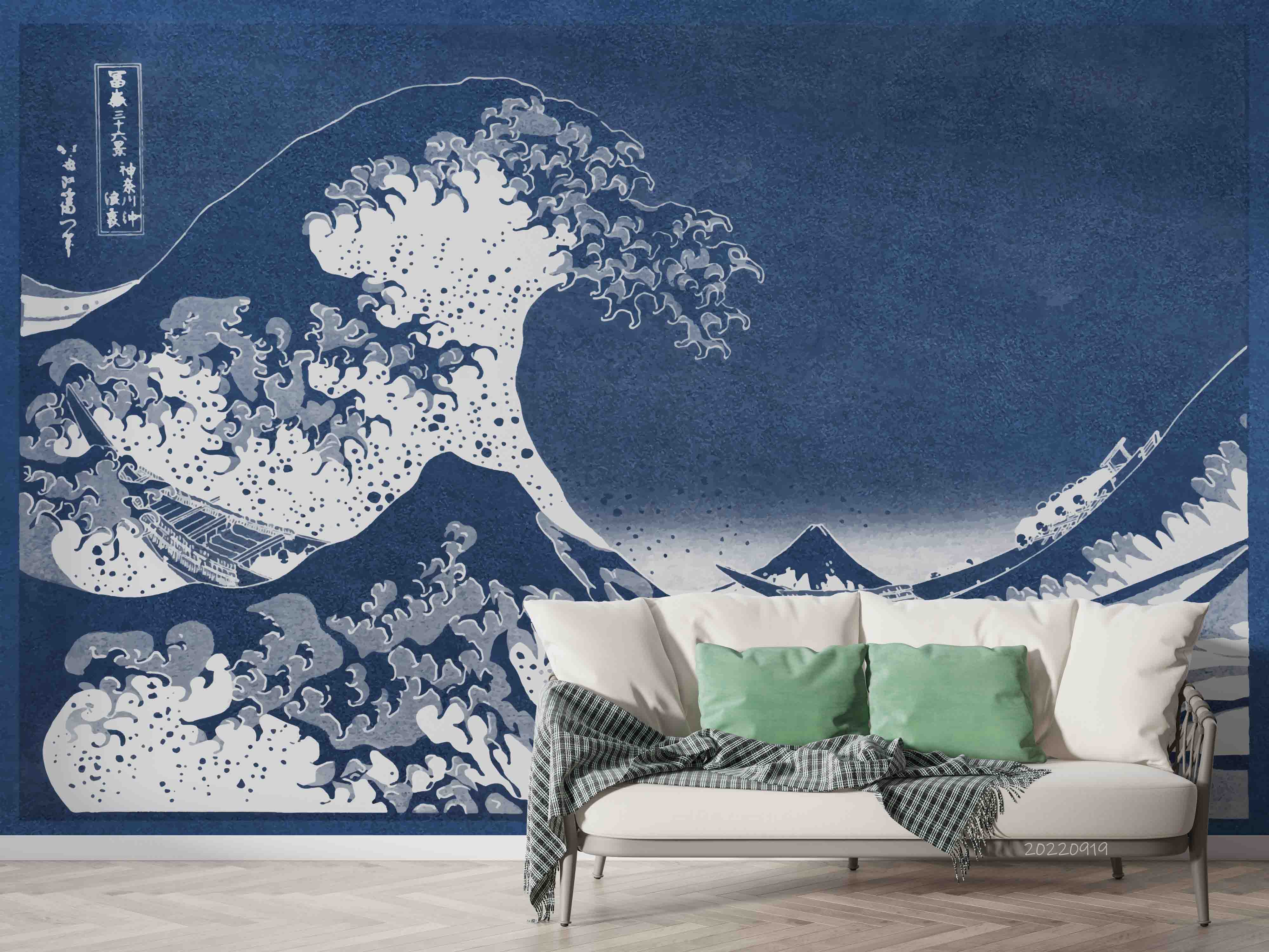 3D Retro Abstract Giant Wave Kanagawa Wall Mural Wallpaper GD 3450- Jess Art Decoration
