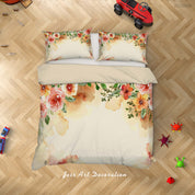 3D Floral Leaf Rose Apricot Quilt Cover Set Bedding Set Duvet Cover Pillowcase 354