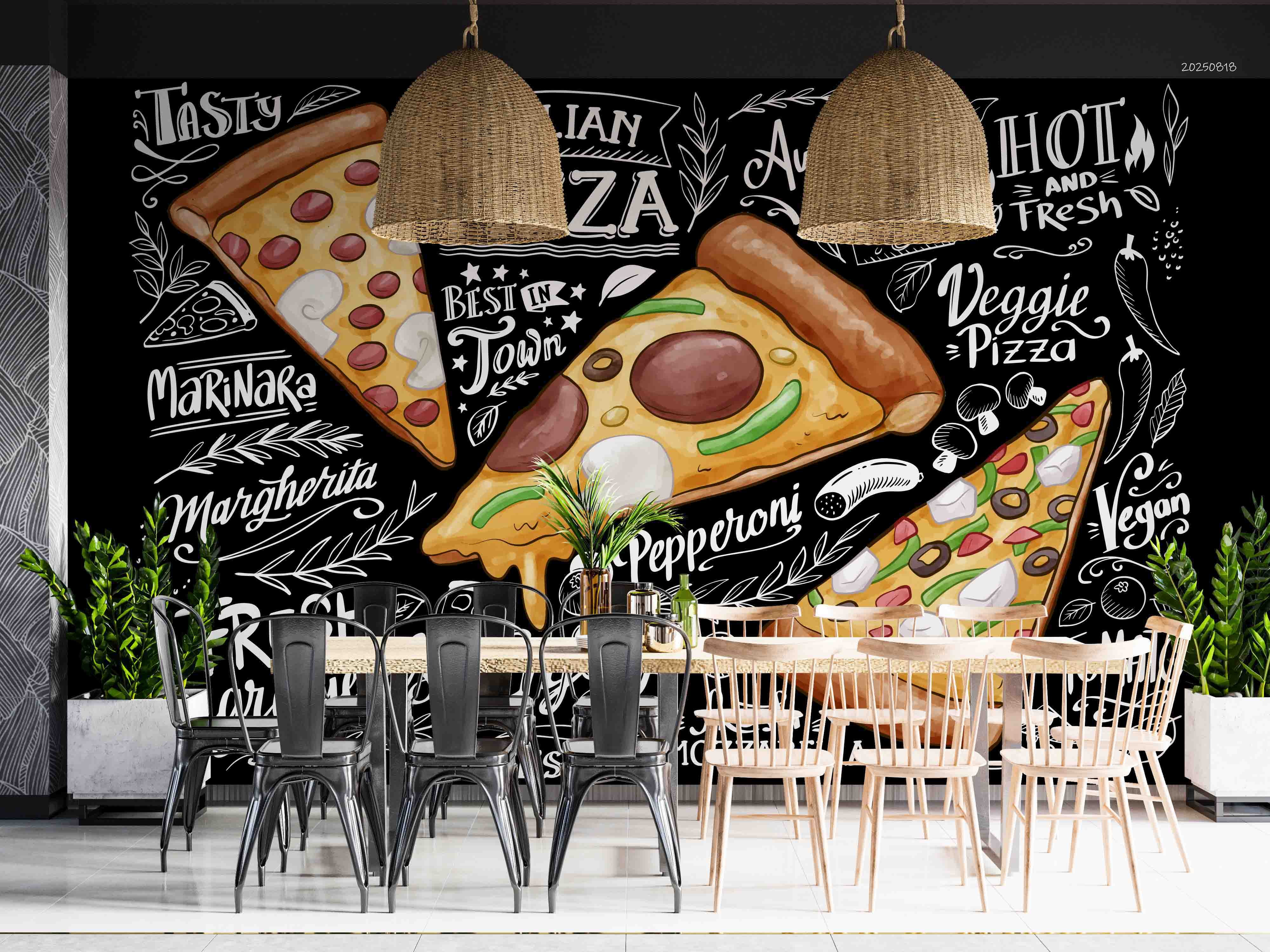 3D Restaurant Snack Bar Diner Fast Food Pizza Wall Mural Wallpaper 14