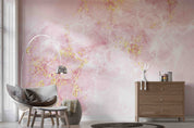 3D Abstract Damaskeen Wave Pink Gold Dust Wall Mural Wallpaper YXL 593