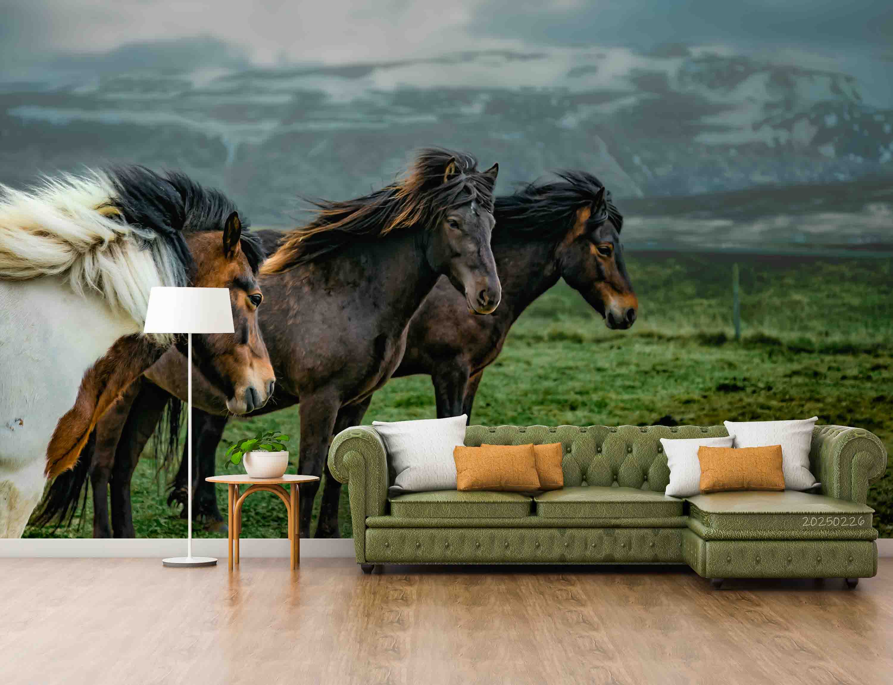 3D Sky Mountains Green Grass Horse Nature Scenery Wallpaper Wall Mural Wall Decor Wall Art Wall Sticker Remoable Wallpaper LQH