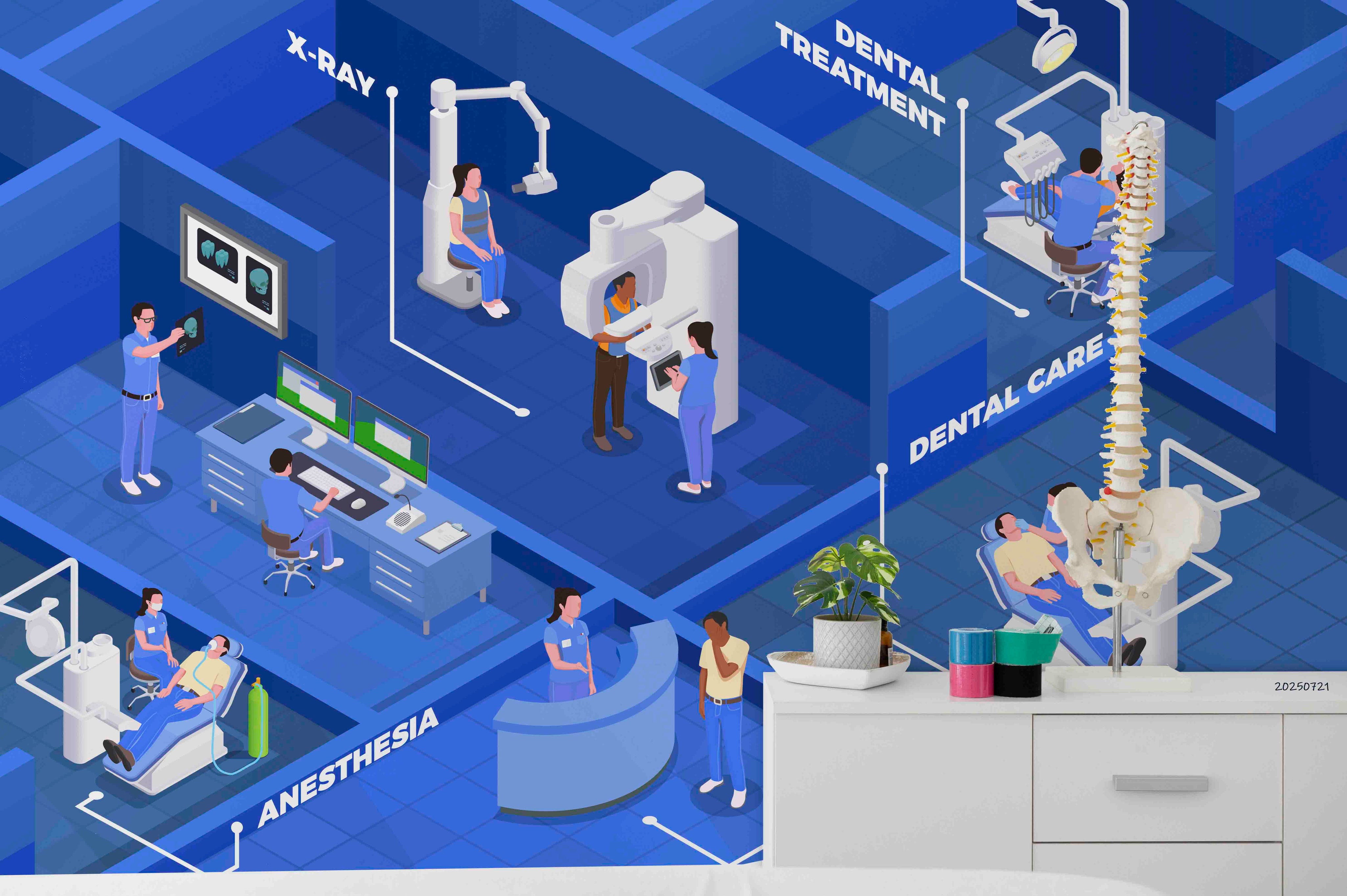 3D Clinic Hospital Rehabilitation Center Stomatology Dentistry Healthy Wall Mural Wallpaper JN 3