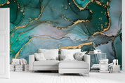 3D Abstract Green Gold Marble Texture Wall Mural Wallpaper GD 5077- Jess Art Decoration