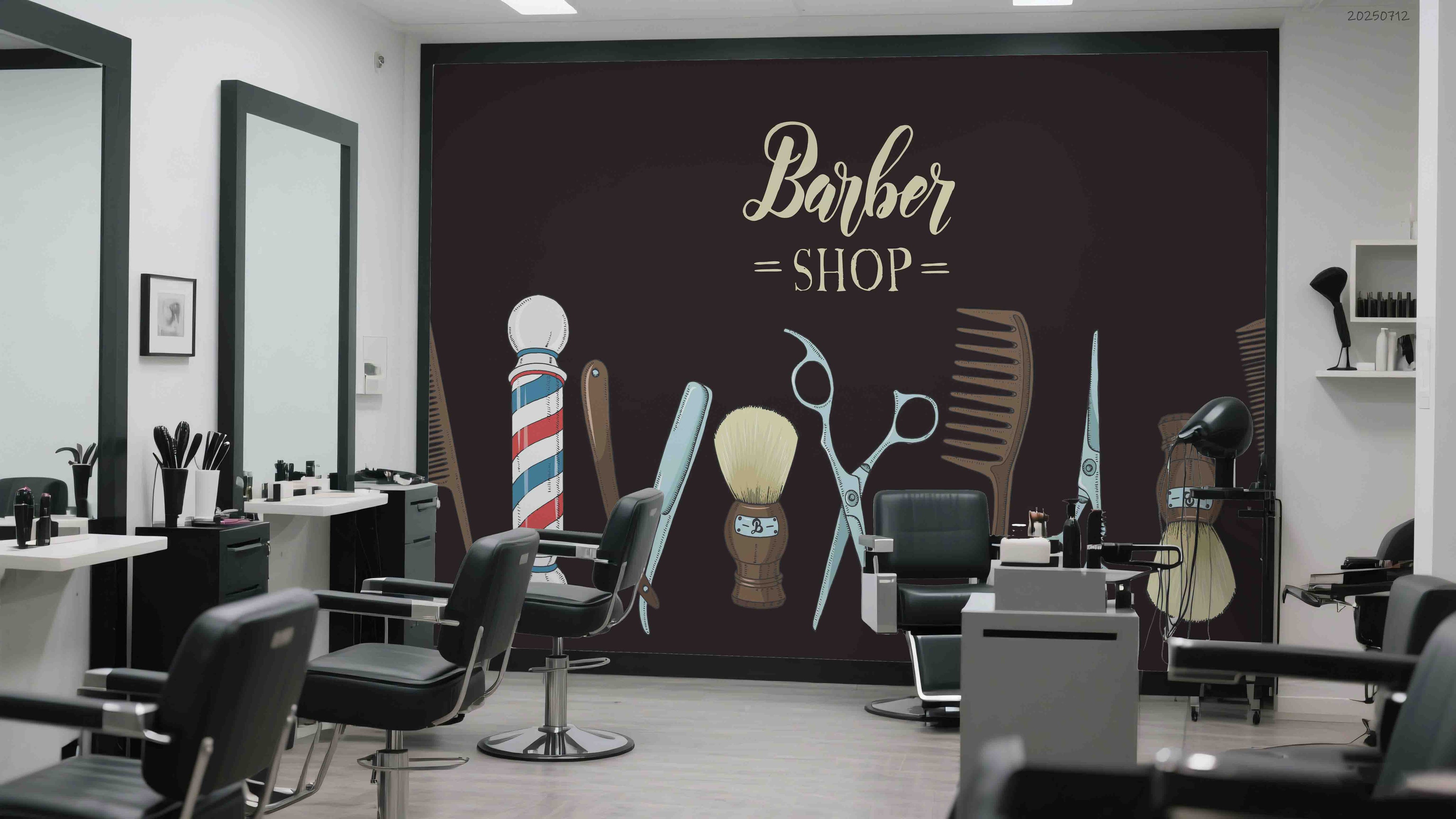 3D Barber Shop Hair Salon Haircut Specialist Wall Mural Wallpaper 9