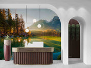 3D Hotel Inn Motel Hostel Resort Manor Scenery Lake Mountains Wall Mural Wallpaper 8