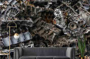 3D Waste Engine Parts Aluminum Cylinder Head Stack Wall Mural Wallpaper GD 4753- Jess Art Decoration