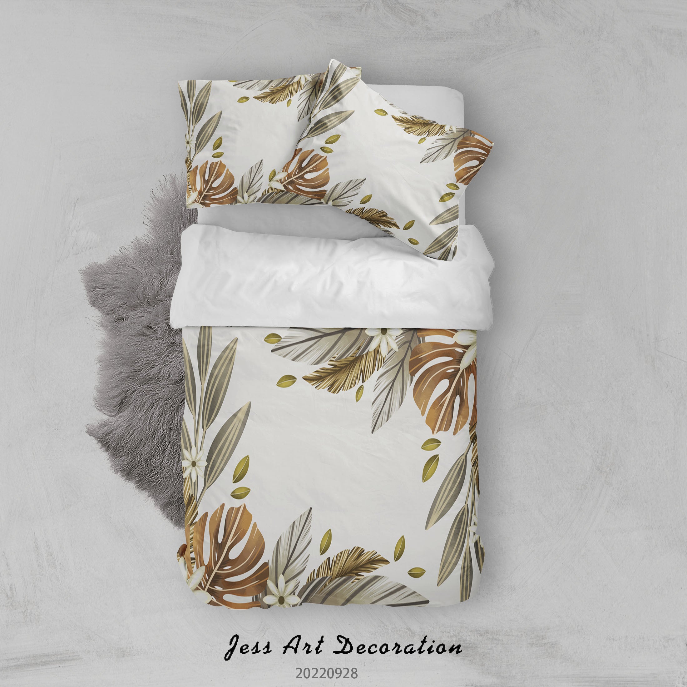 3D Leaf Fruit Quilt Cover Set Bedding Set Duvet Cover Pillowcase 352