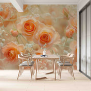 3D Orange Rose Flower Wallpaper Wall Mural Wall Decor Wall Art Wall Sticker Remoable Wallpaper