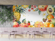 3D  Pineapple Orange Leaf Pear Wall Mural Wallpaper YXL 297