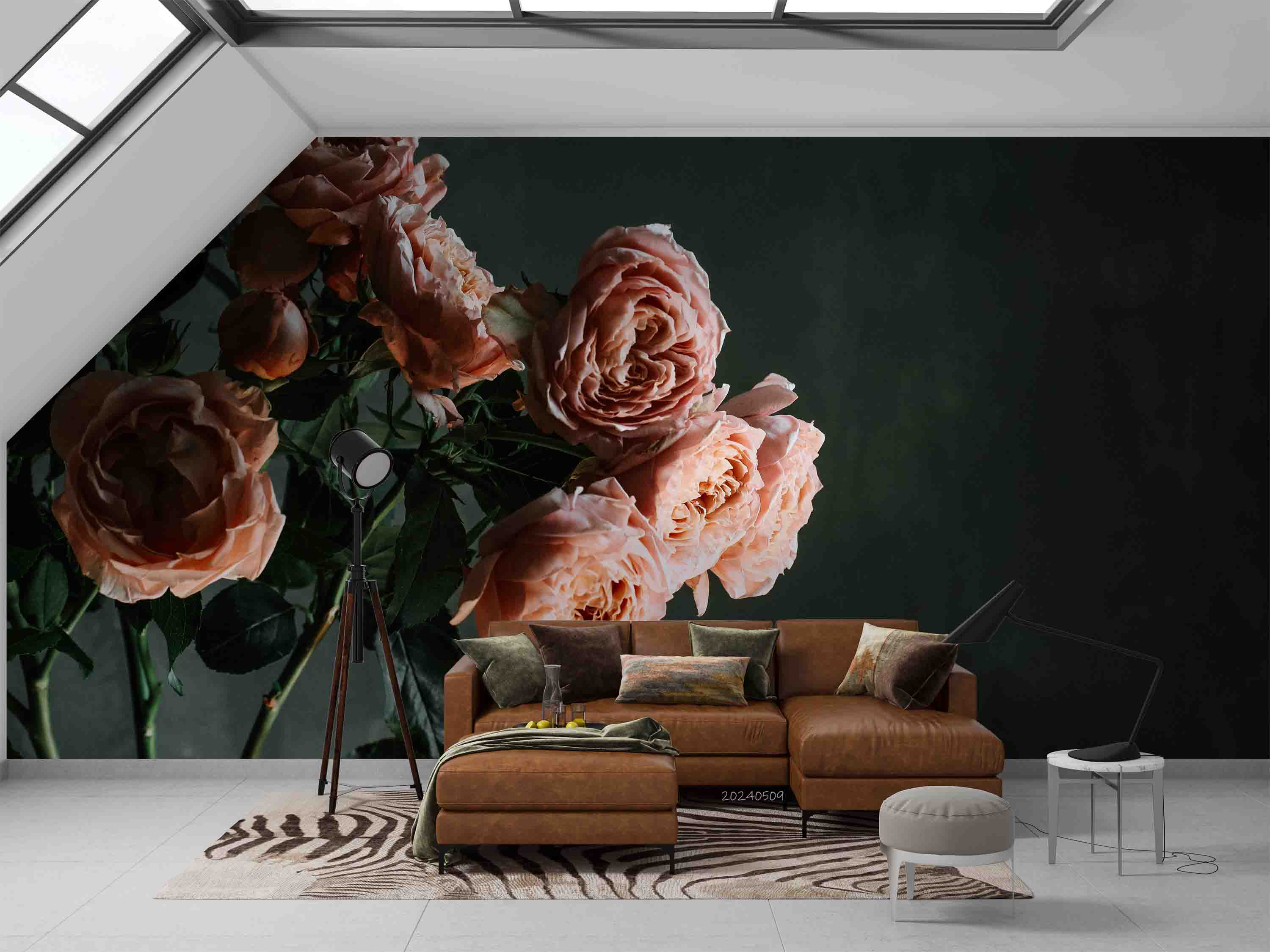 3D Pink Rose Flower Black Background Wallpaper Wall Mural Wall Decor Wall Art Wall Sticker Remoable Wallpaper