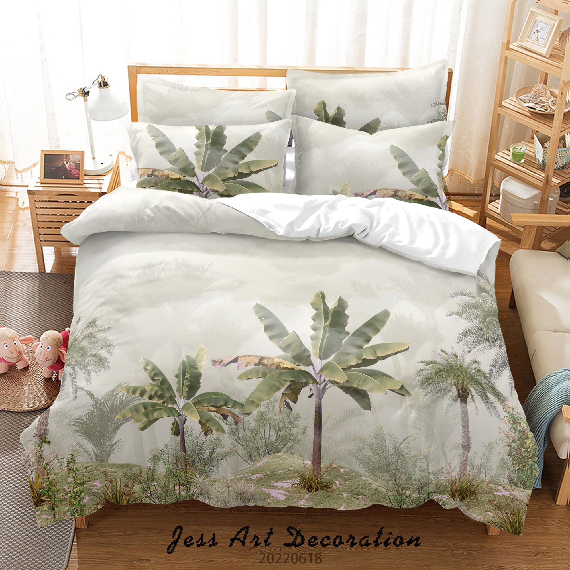 3D Forest Tree Pale Green Quilt Cover Set Bedding Set Duvet Cover Pillowcase 678
