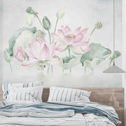 3D Watercolor Plant Pink Lotus Leaves Wall Mural Wallpaper GD 5590- Jess Art Decoration