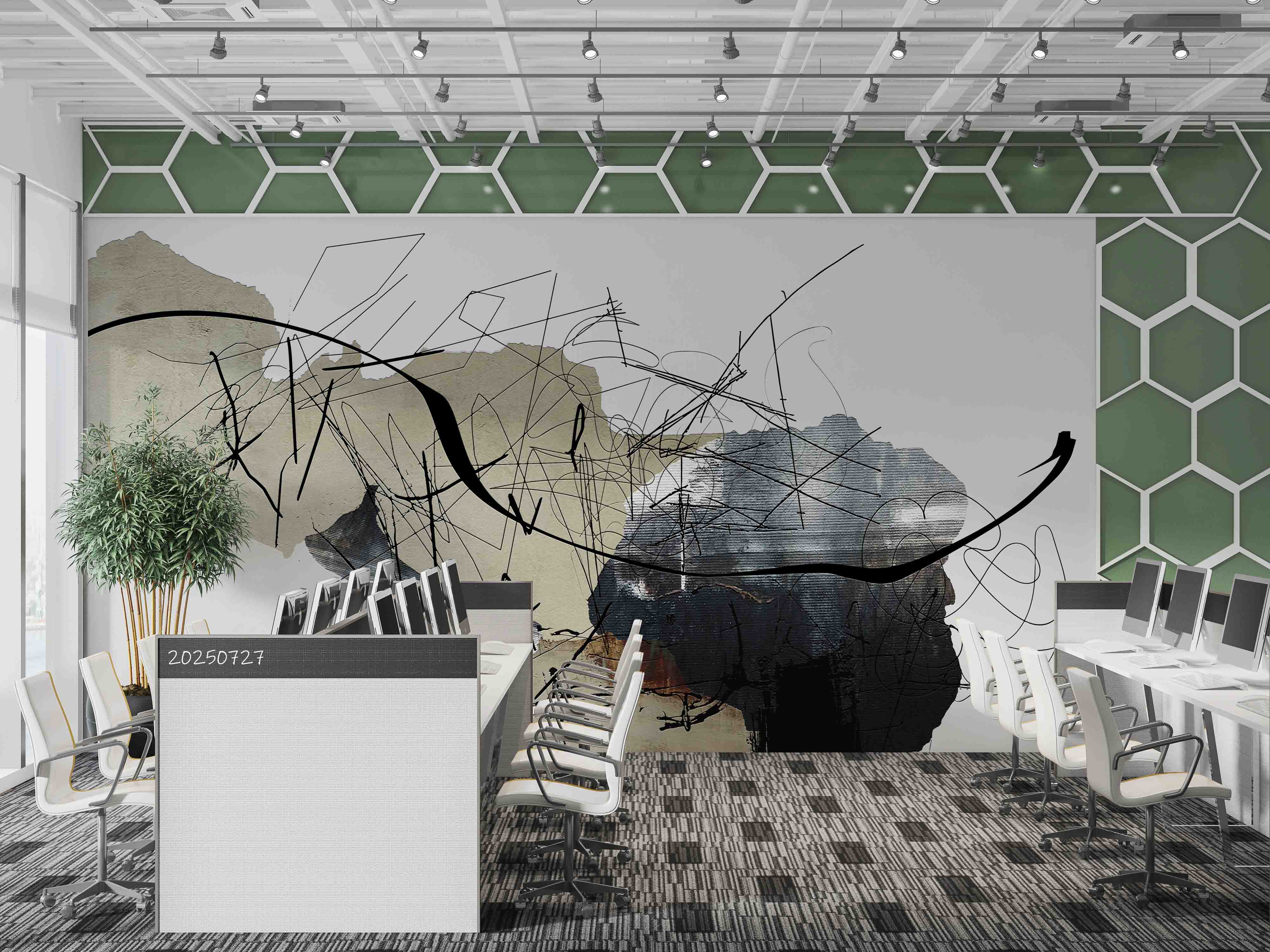 3D Office Business Technology Particle Mesh Wall Mural Wallpaper 9