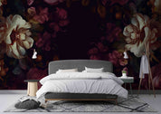 3D Black Floral Leaves Bouquet Dark Background Wallpaper Wall Mural Wall Decor Wall Art Wall Sticker Remoable Wallpaper