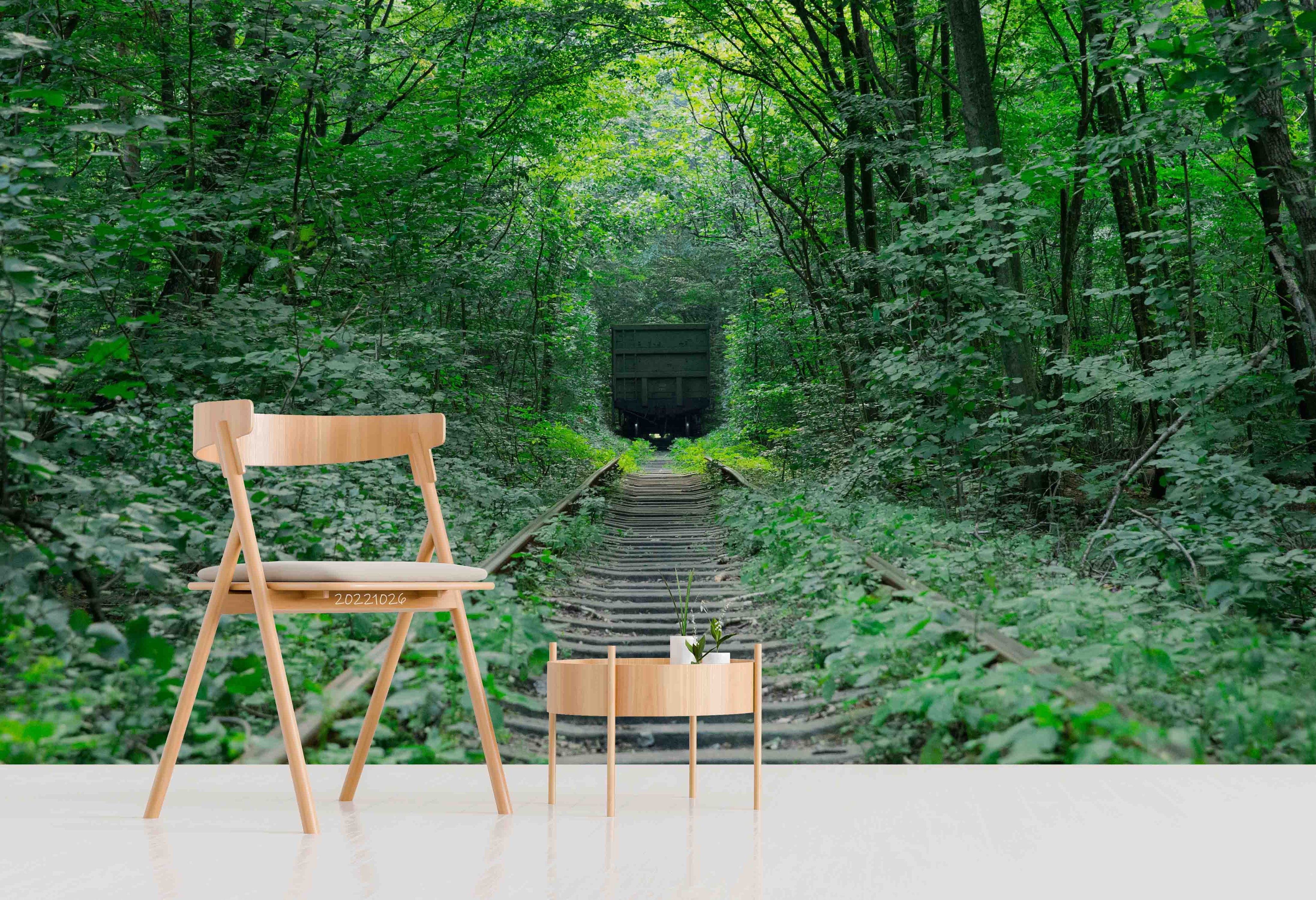 3D Jungle Tunnel Green Trees Railroad Wall Mural Wallpaper GD 3121- Jess Art Decoration