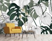 3D Plant Leaf Ellipse Wall Mural Wallpaper YXL 1171
