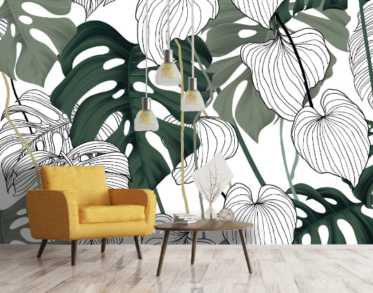 3D Plant Leaf Ellipse Wall Mural Wallpaper YXL 1171