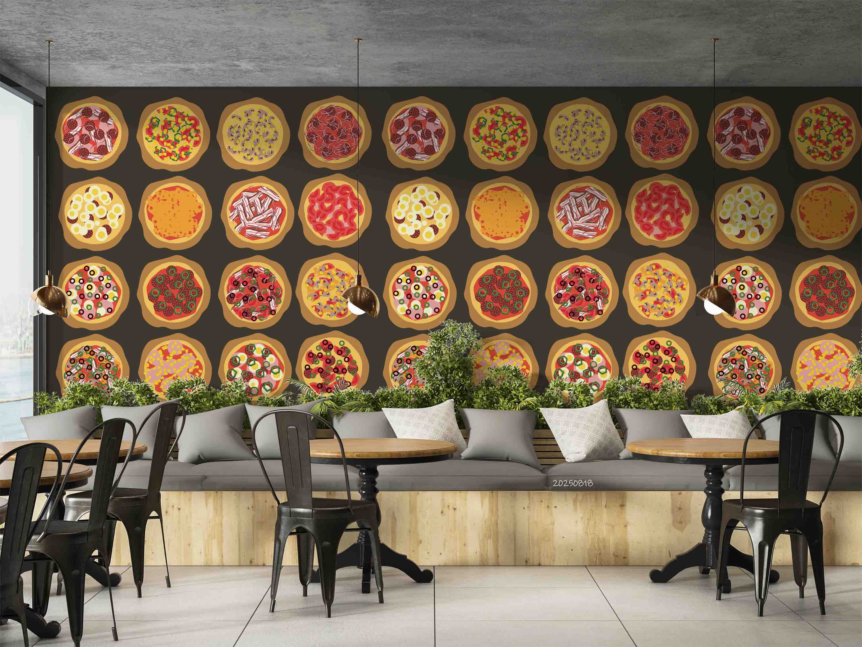 3D Restaurant Snack Bar Diner Fast Food Pizza Wall Mural Wallpaper 72