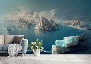 3D Large Iceberg Glacier Ocean Fog Wall Mural Wallpaper GD 3067- Jess Art Decoration