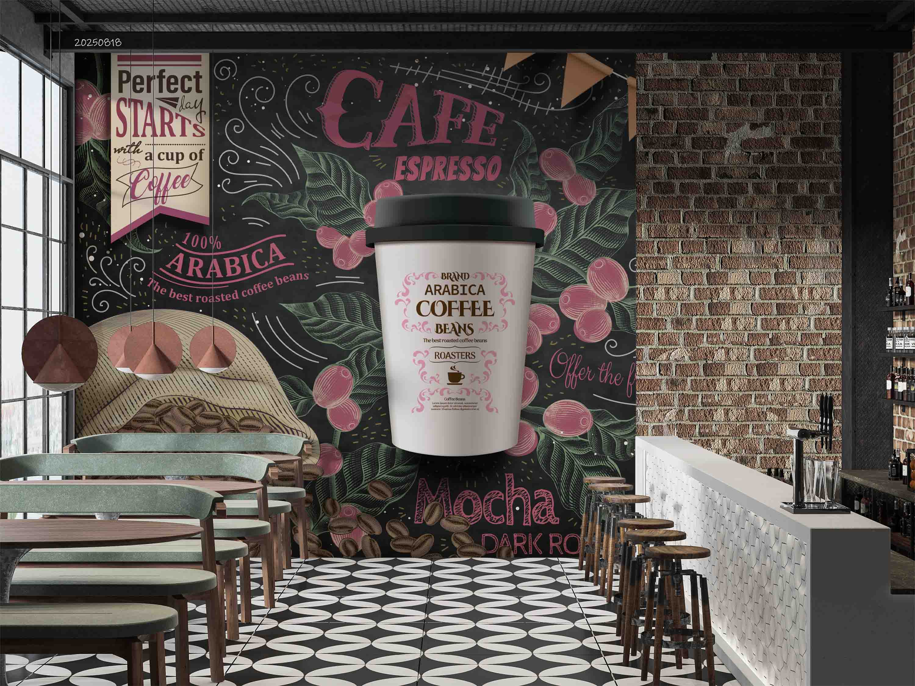 3D Restaurant Snack Bar Coffee Shop Wall Mural Wallpaper 42