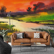 3D Oil Painting Tree Grassland Sea Cloud Wall Mural Wallpaper YXL 122