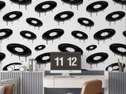 Geometric Circle Drip Ink White Contemporary Wallpaper contemporary street art wall mural for creative room or feature wall -