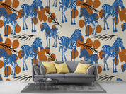3D Abstract Brown Artistic Leaf Blue Zebra Wallpaper Wall Mural Wall Decor Wall Art Wall Sticker Remoable Wallpaper LQH 47