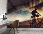 3D Mountain Person Cycling Road Wall Mural Wallpaper YXL 98
