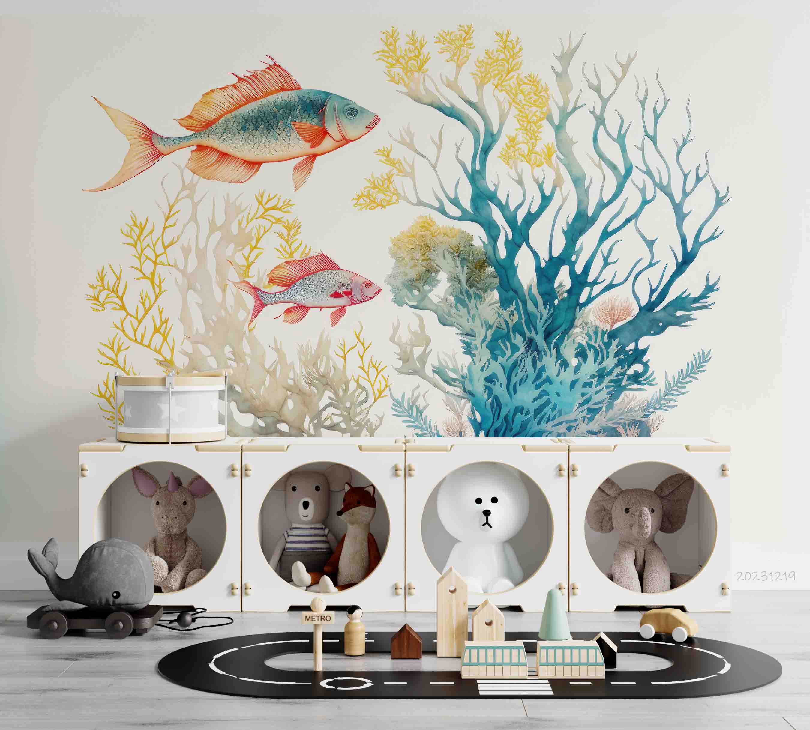 3D Animal Coral Sea Fish Wall Mural Wallpaper YXL 26