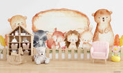 3D Childcare Nursery School Cartoon Kids Animals Wall Mural Wallpaper JN 42