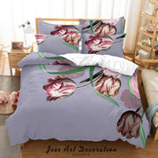 3D Floral Peony Leaf Violet Quilt Cover Set Bedding Set Duvet Cover Pillowcase 134