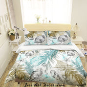 3D Sea Conch Leaf Quilt Cover Set Bedding Set Duvet Cover Pillowcase 483